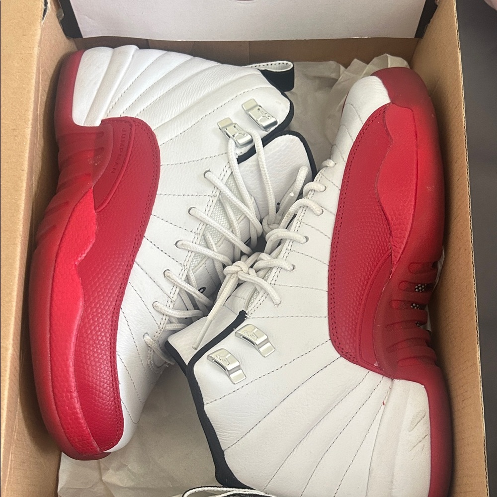 Jordan Red and White High-Top Sneakers